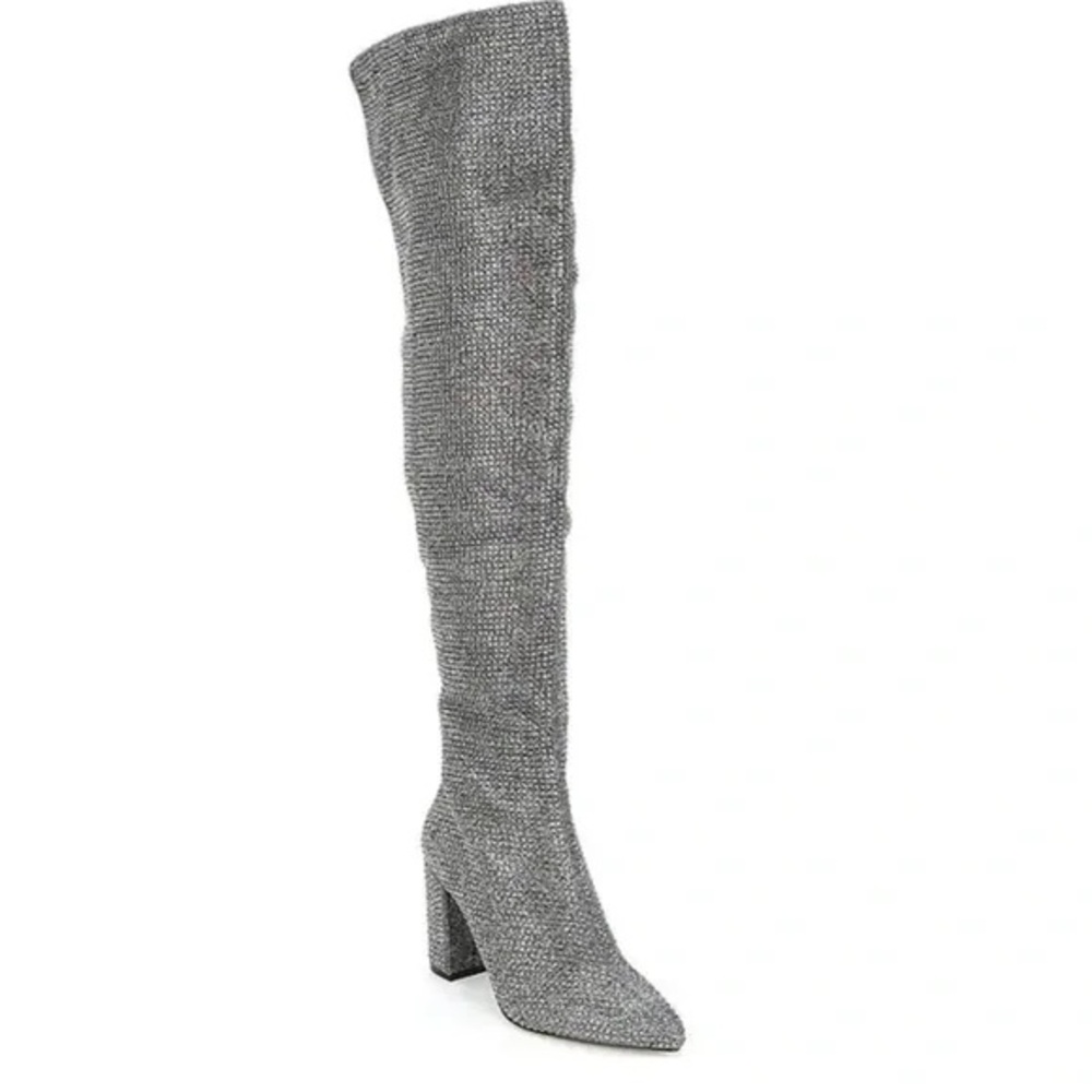 Carvela Pewter Rhinestone Over-the-Knee Boots